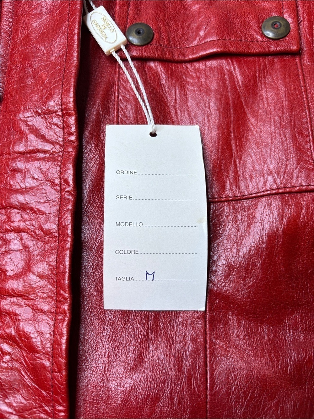 A. Raspini Vera Pelle Red Leather Belted Utility Jacket Size Medium NWT - Picture 4 of 12